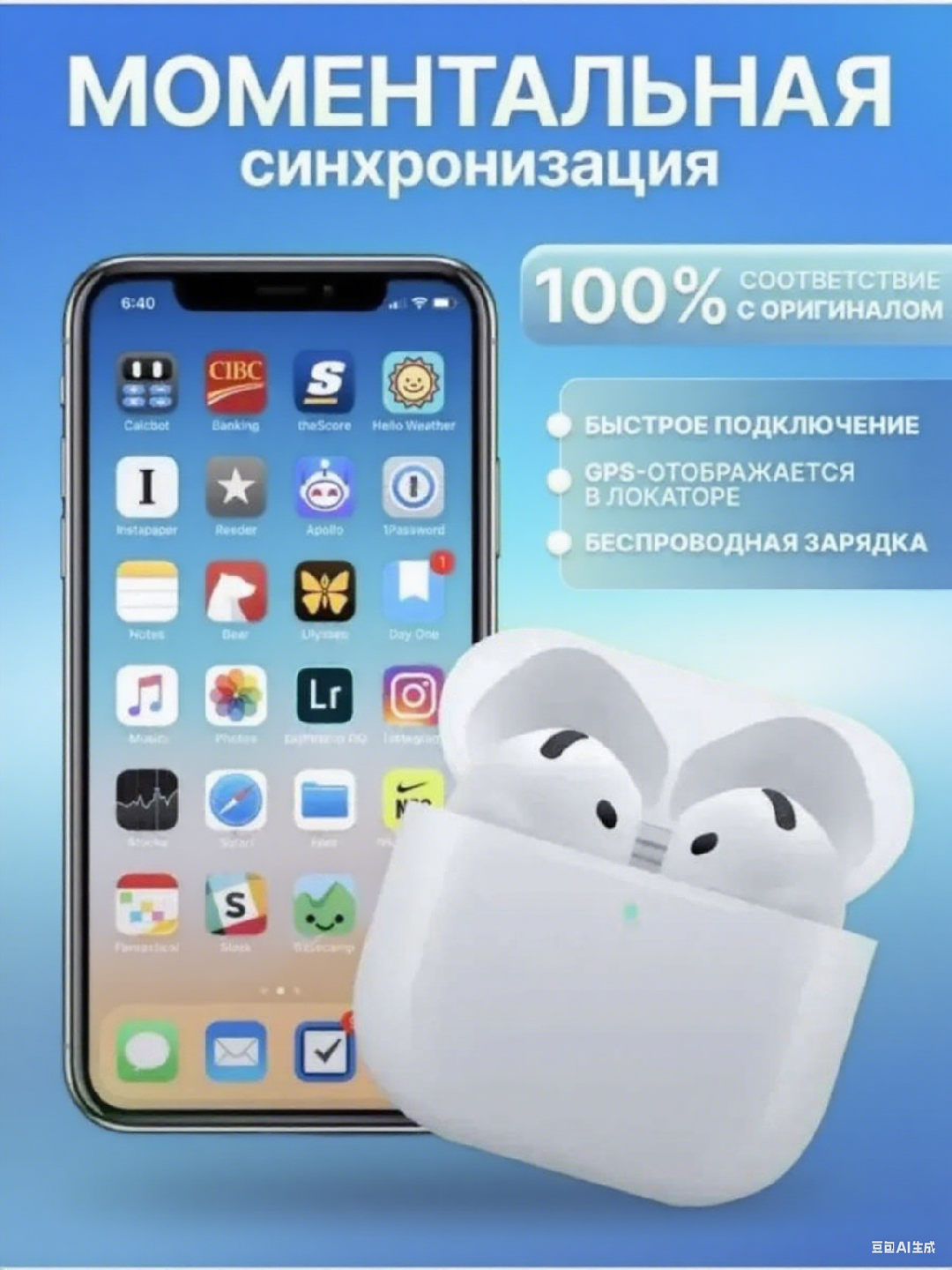 Наушники AirPods 4 Hi-Tech, беспроводные, сенсорное управление, шумоподавление