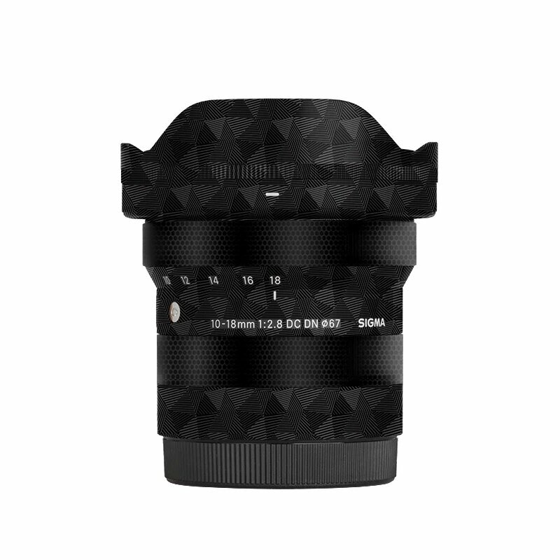 Стикеры для объектива Sigma 10-18мм F2.8 DC DN E-Mount с треугольным черным узором и матричным рисунком