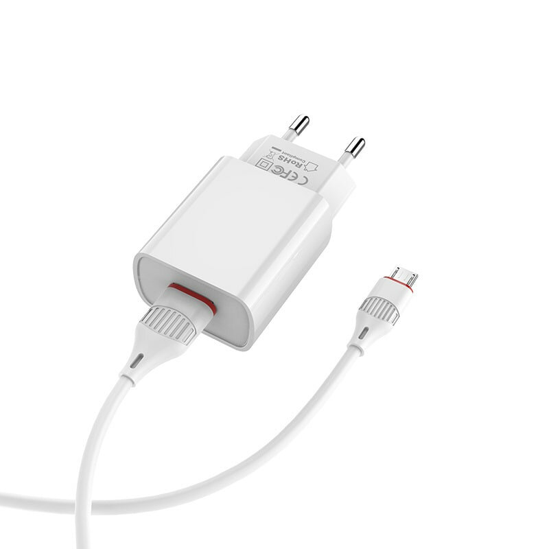 Зарядное устройство BOROFONE BA20A, 5Вт, USB-Micro, 1м, черное — фото 1