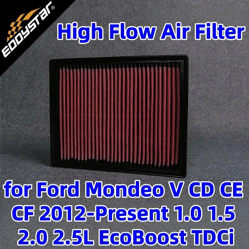 Спортивный воздушный фильтр с высоким расходом для Ford Mondeo V CD CE CF 2012-Present 1.0 1.5 2.0 2.5L EcoBoost TDCi Моющиеся гоночные впускные фильтры