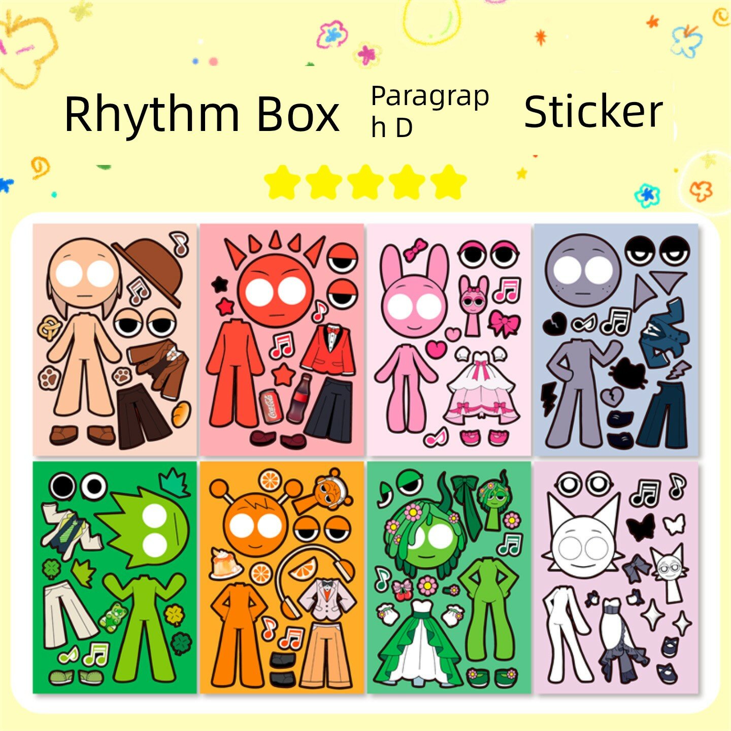 Набор наклеек Rhythm Box D-стиль, сказочная принцесса для девочек 3-6 лет, творческая игра с 8 комплектами в наборе