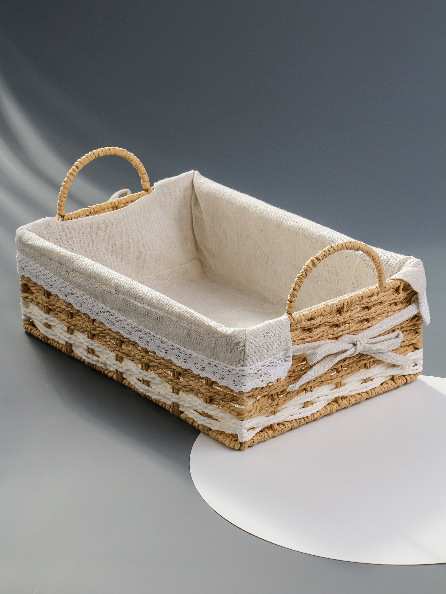 Корзина 31х21х10 см, прямоугольная, с ручками, плетеная, Y4-9659