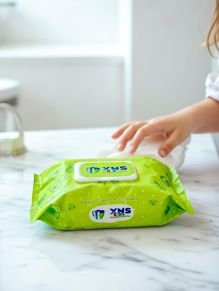 Влажные салфетки XNS Kids / Салатовый / 120 шт гипоаллергенные детские без спирта и парабенов