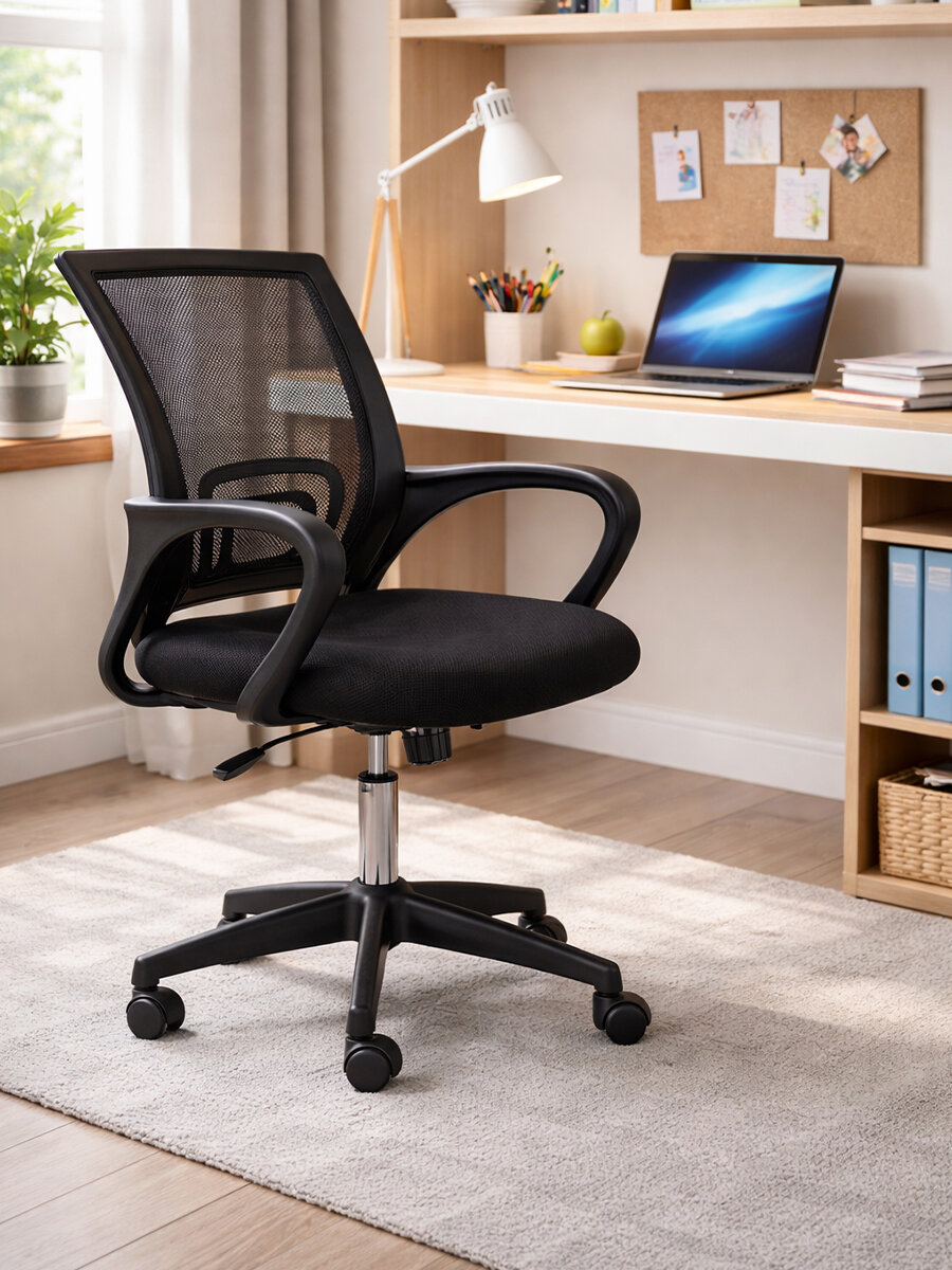 Компьютерное школьное кресло на колесиках BYROOM Office Staff VC6001plb-B для работы за компьютером ПК. Взрослый крутящийся офисный стул для школьника, руководителя с ортопедической спинкой — фото 9