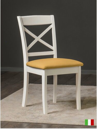 Изображение товара Стул деревянный бетти, массив гевеи, эмаль белая горчичный