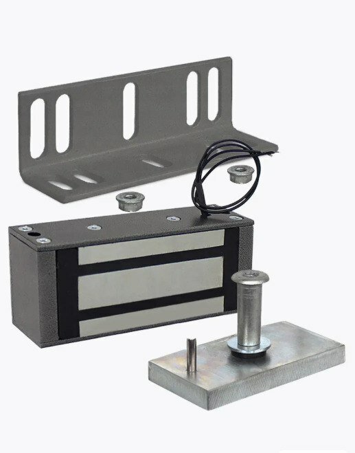 Электромагнитный замок олевс М1-200, с уголком, серебряный антик, 200кг