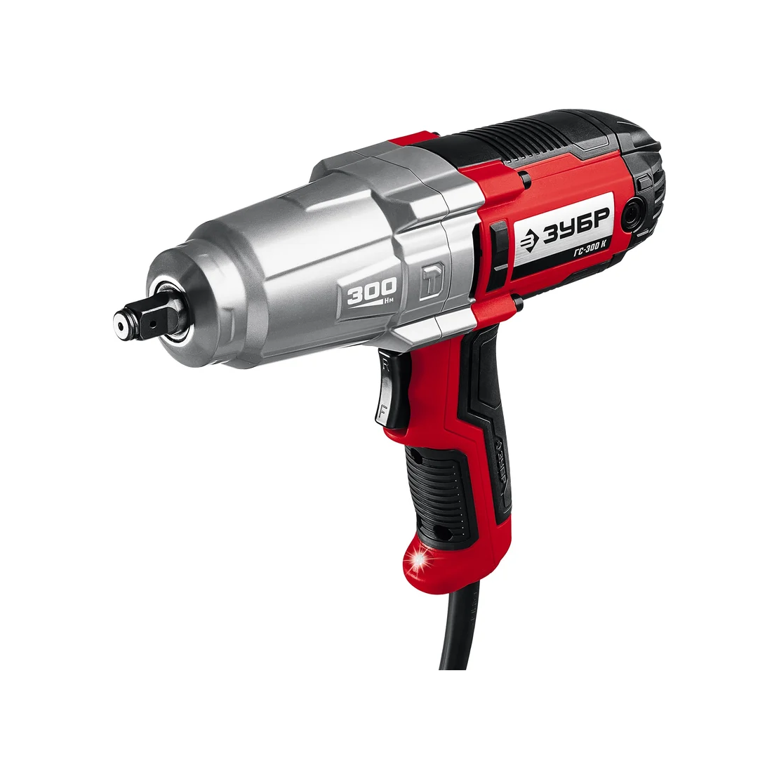 Шуруповерт сетевой ЗУБР ГС-300 К, 350 Вт, квадрат 1/2", 300 Н·м, 2000 об/мин, кабель 5 м, красный