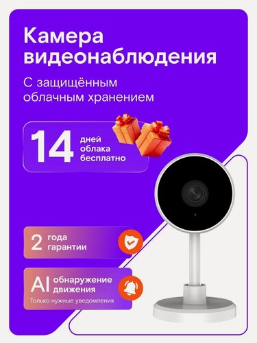 Изображение товара Камера видеонаблюдения Ростелеком IPC-C22E-S2 v2 Wi-Fi, для дома, с датчиком движения