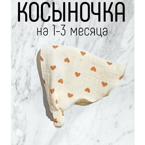 фото Косынка муслиновая "лету декор", ручная работа, для девочек от 1 до 3 месяцев