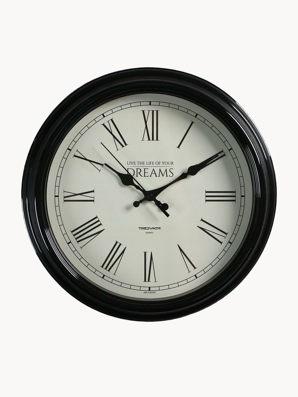 Часы настенные Тройка "Классика", кварцевые, бесшумные, черные, плавный ход