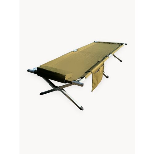 Раскладушка туристическая улов для рыбалки, охоты и туризма, с карманом и подушкой, 188х66х40 см, зелёная
