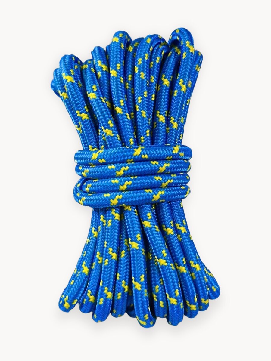 Веревка туристическая 10 мм 20 м синяя. Шнур полипропиленовый плетеный с сердечником. Ламакорд