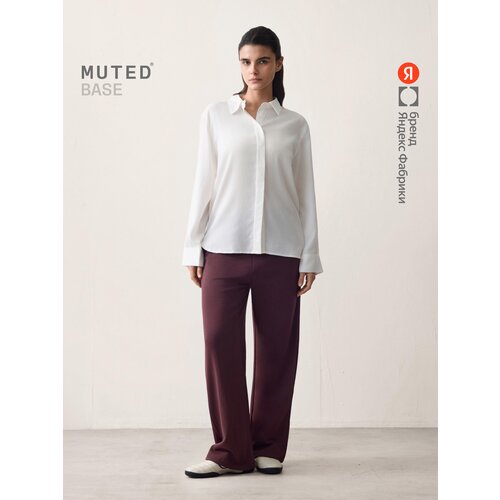 фото Брюки muted base прямого кроя из смесового футера, размер l, бордовый