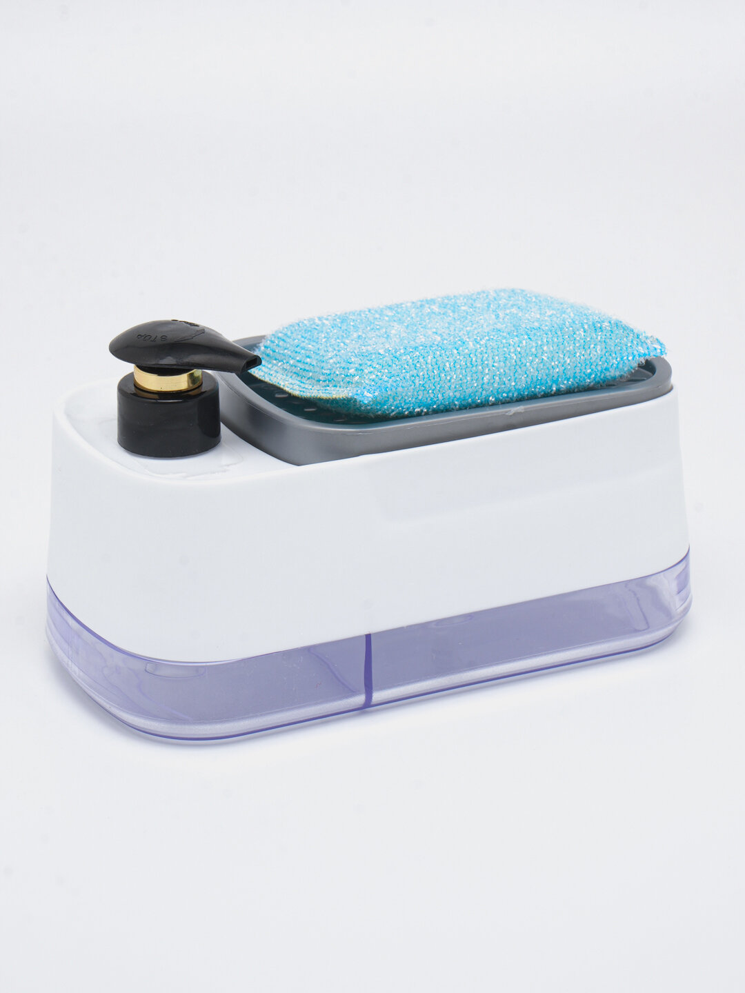 Диспенсер-дозатор для моющего средства, жидкого мыла, с губкой