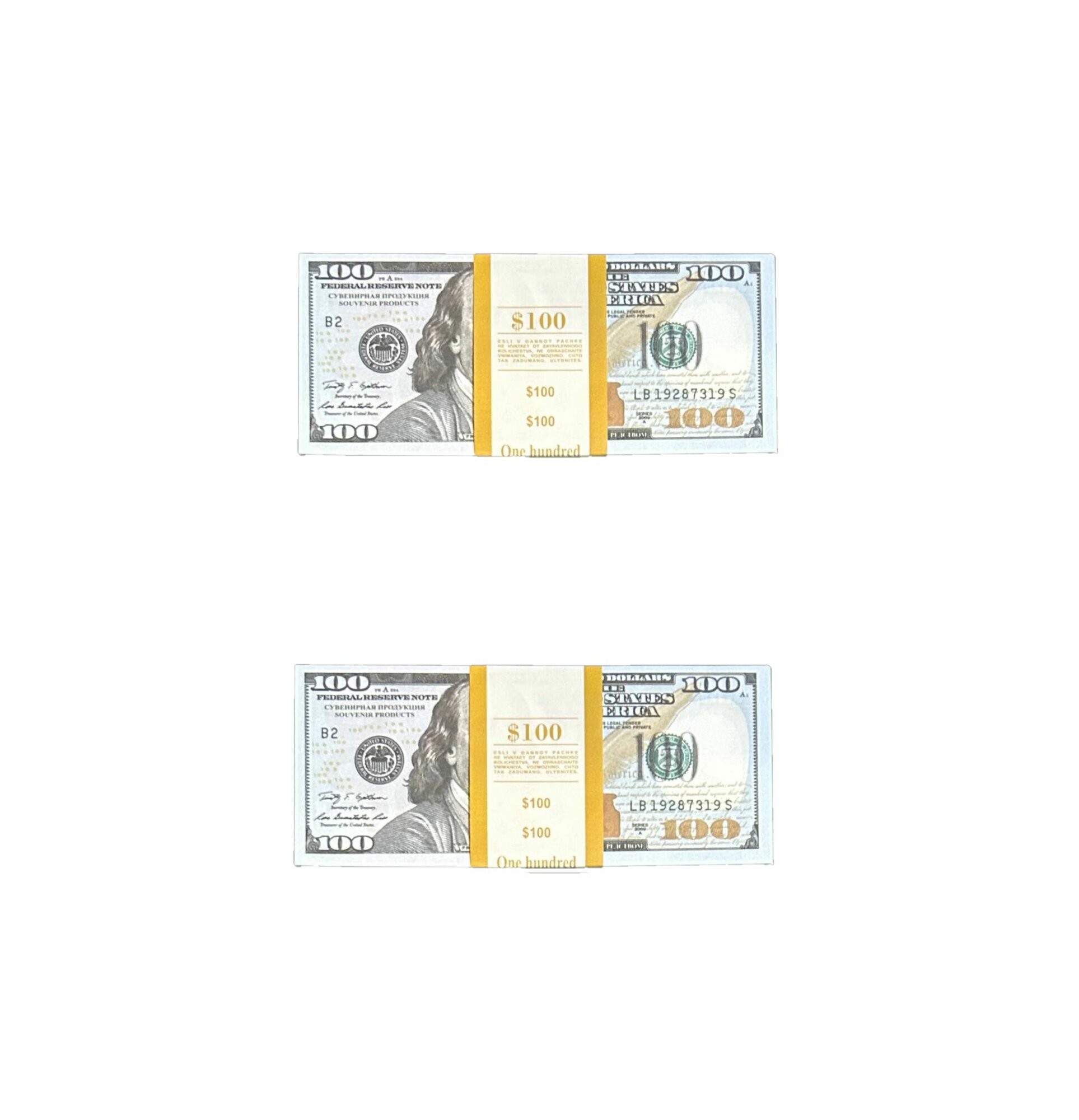 Набор 2 пачки купюр 100 долларов — фото 1