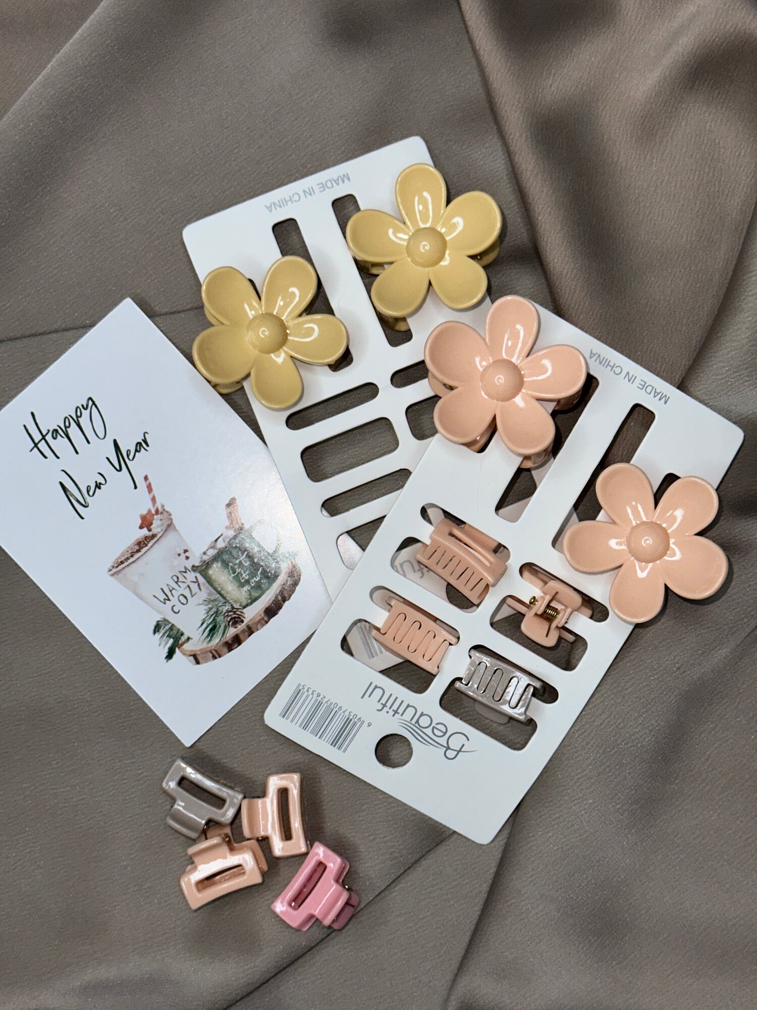 Набор заколок для волос Цветочки Ромашка, 6 в 1, влагоустойчивые, желтый, зажим крабик