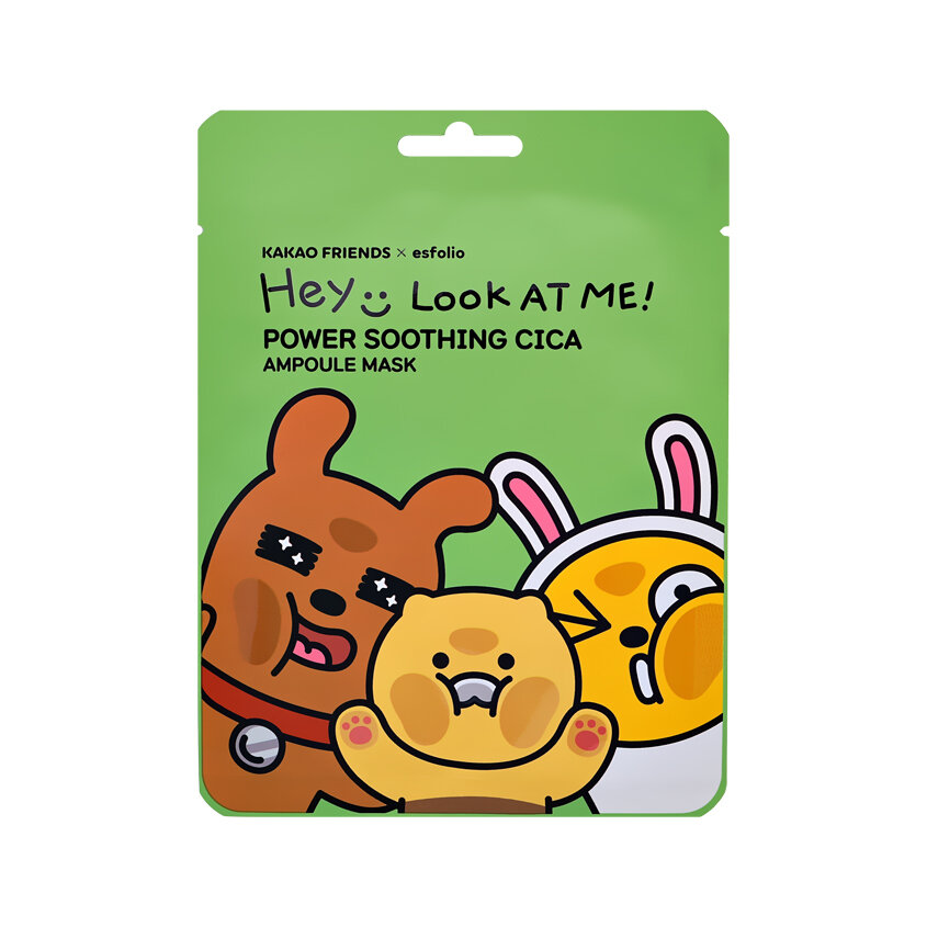 Маска для лица ESFOLIO KAKAO FRIENDS Super Power Soothing Cica с центеллой азиатской (успокаивающая) 25 г