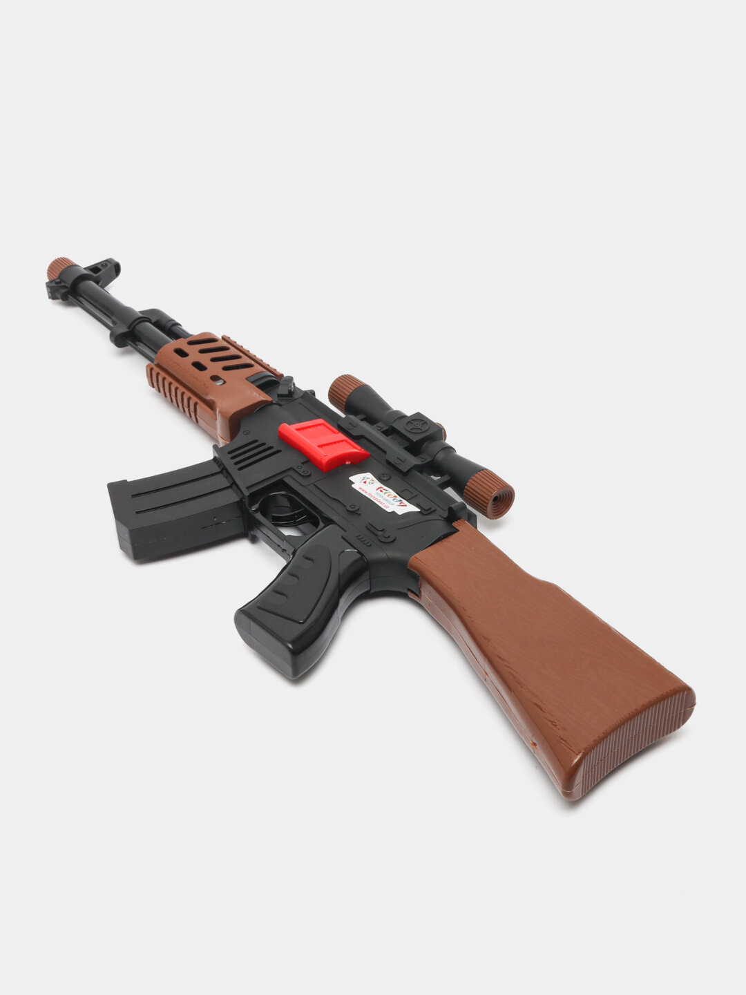 Игрушечный Автомат Калашникова Boy's Toys, пластик, заводной механизм, высота 60 см, черный — фото 1