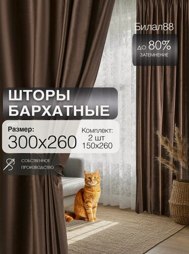 Изображение товара Шторы бархатные 150х260 см 2шт в гостиную спальню
