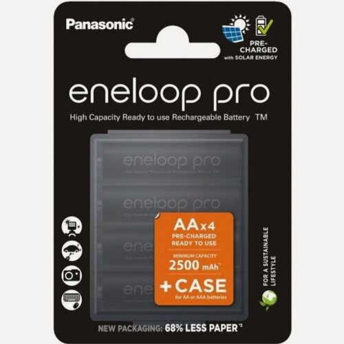 Изображение товара Аккумулятор Eneloop Panasonic Pro LR6 AA 2500 mAh (уп 4 шт) + футляр