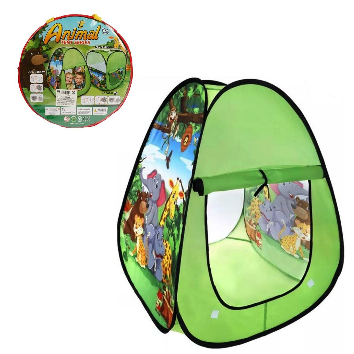 Палатка детская 'Animal Tent Series', 70х70х85см, плащевка, яркий дизайн с животными