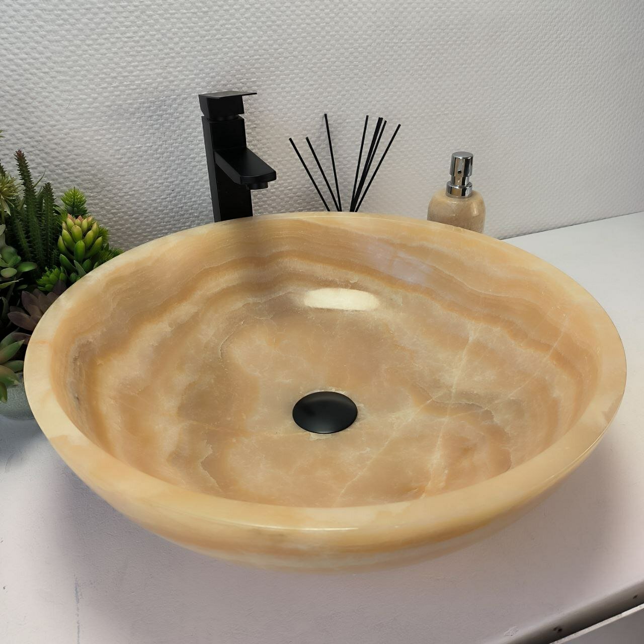 Раковина INDO-MARKET из натурального оникса круглая 50х50х15 045400