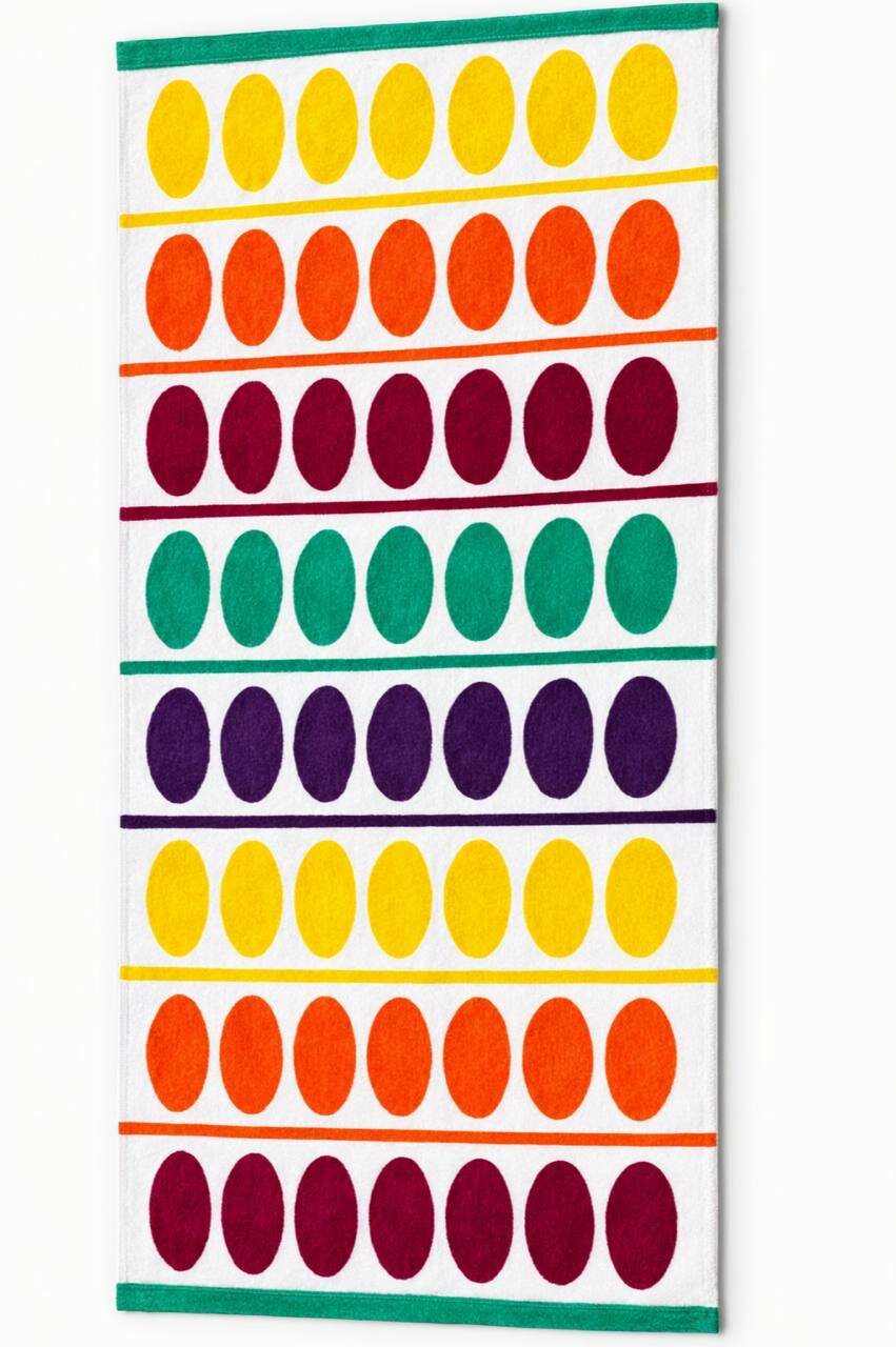 Банное полотенце, хлопок, 70x140см, яркий геометрический принт