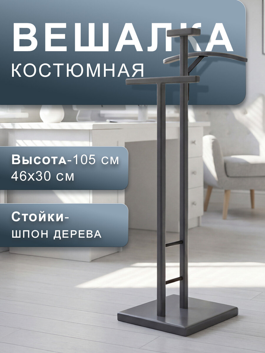 Напольная вешалка - стойка для одежды Мебелик галант 340 цвет черный/ серый графит