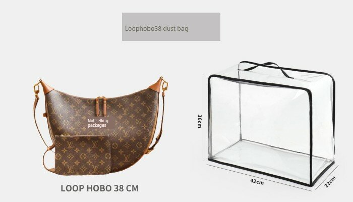 Прозрачная защитная пылезащитная сумка для сумки LV Loop Hobo 38, прозрачный чехол с молнией, подходит для сумки 38 см