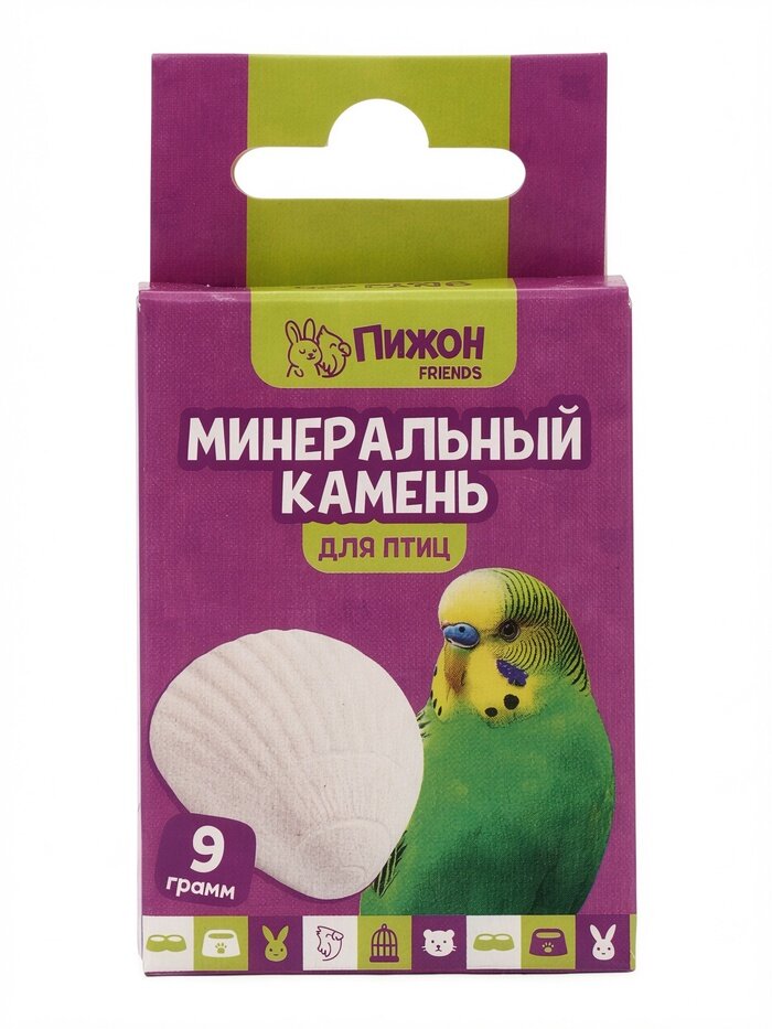 Минеральный камень «Пижон» для птиц, ракушка, 9 г — фото 1