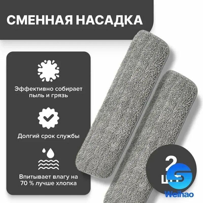 Насадка на швабру, сменная насадка из микрофибры для умной швабры с креплением на липучке