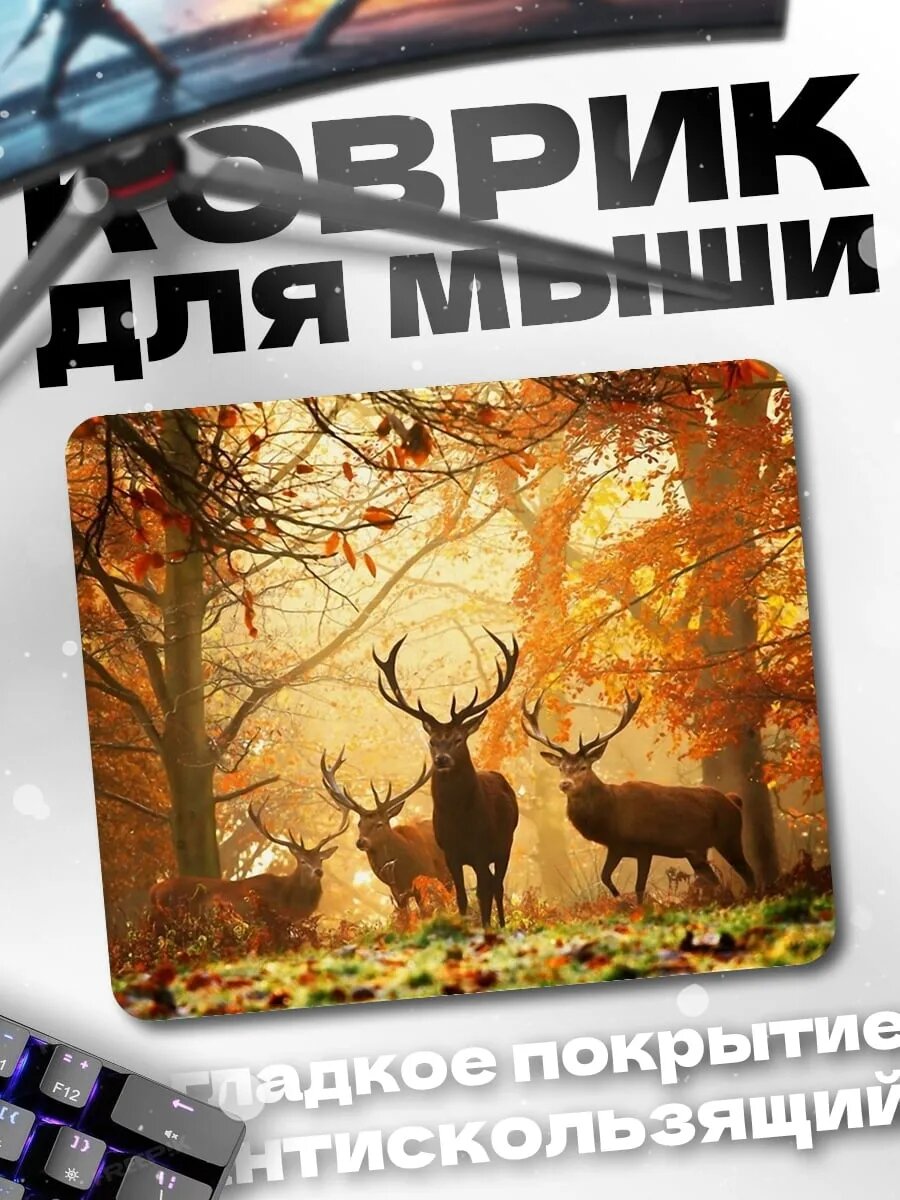 Коврик для мыши олень в лесу