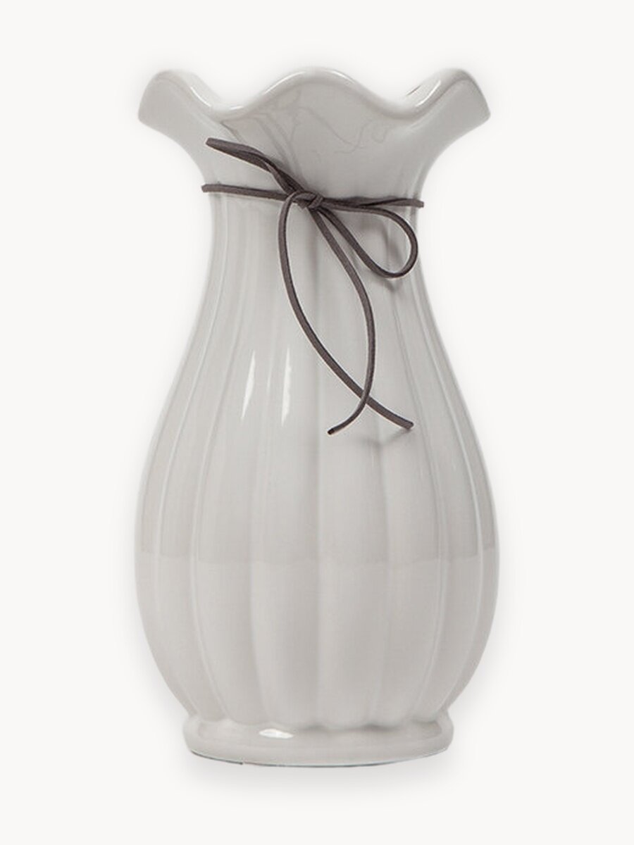 Ваза Ismat Decor "VM-72LW", настольная, керамическая, белая, 24x12 см