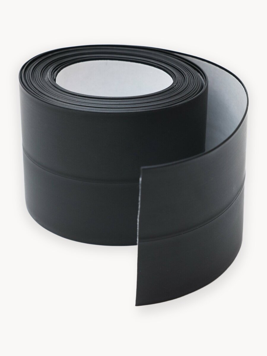 Бордюрная лента для ванны и кухни 38мм 3,2м. Самоклеящаяся декоративная клейкая лента черная, декоративный скотч