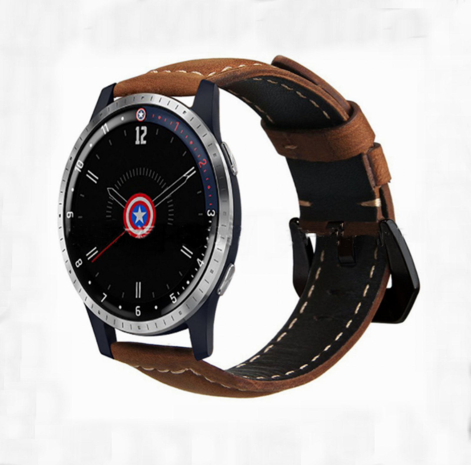 Сменный ремешок-браслет MyPads Skin из натуральной кожи для Garmin First Avenger Legacy Hero Series 45 мм с металлической пряжкой темно-коричневый