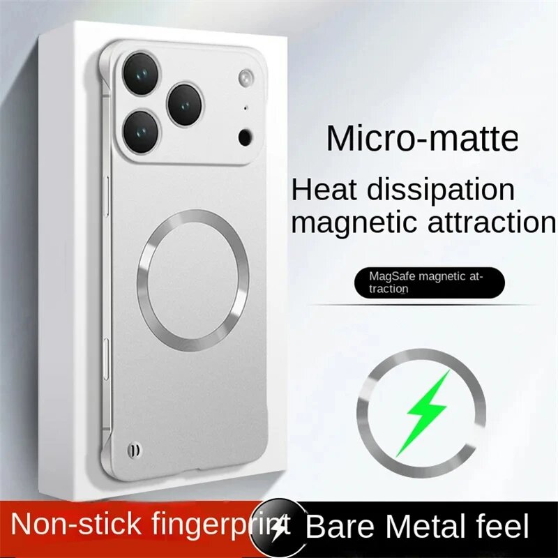 Ультратонкие матовые безрамные чехлы для телефонов из ПК для iphone 17 16 15 14 13 12 Pro Max Plus 17 Air Case для Magsafe Magnetic Armor Cover