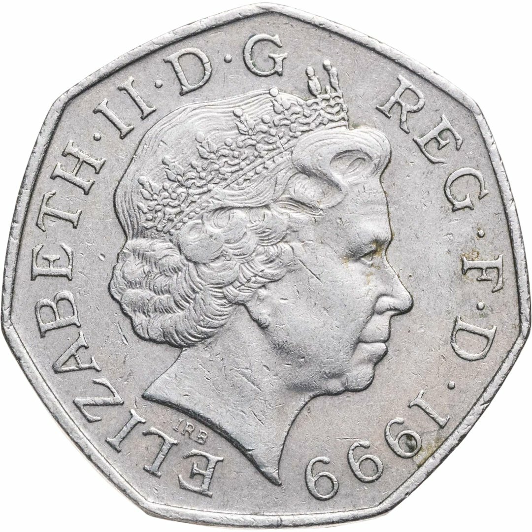 Великобритания 50 пенсов pence 1999, Мельхиор медь-никель, в сохранности VF-XF