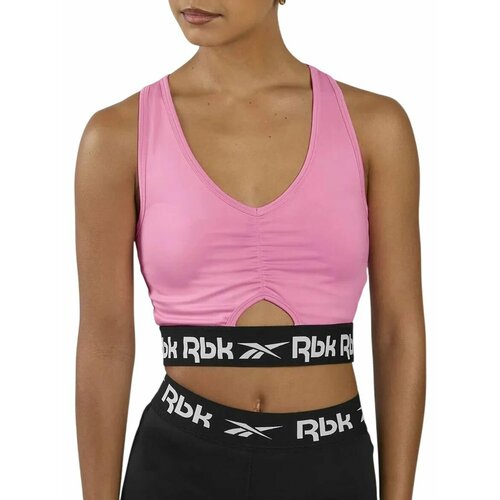 фото Топ спортивный reebok identity train ruched bra w, размер xl, розовый