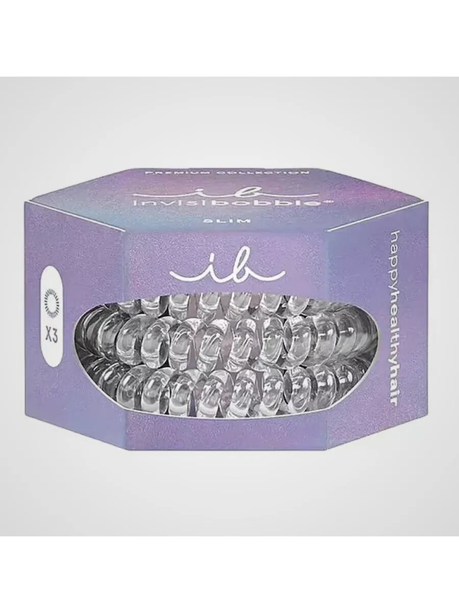 VISIBOBBLE SLIM PREMIUM Crystal Clear Резинки для волос 3 шт