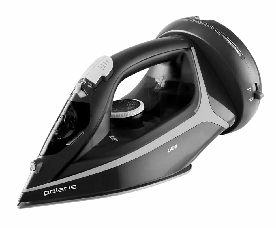 Утюг Polaris PIR2444K Cord(LESS), чёрный/серебристый, беспроводной