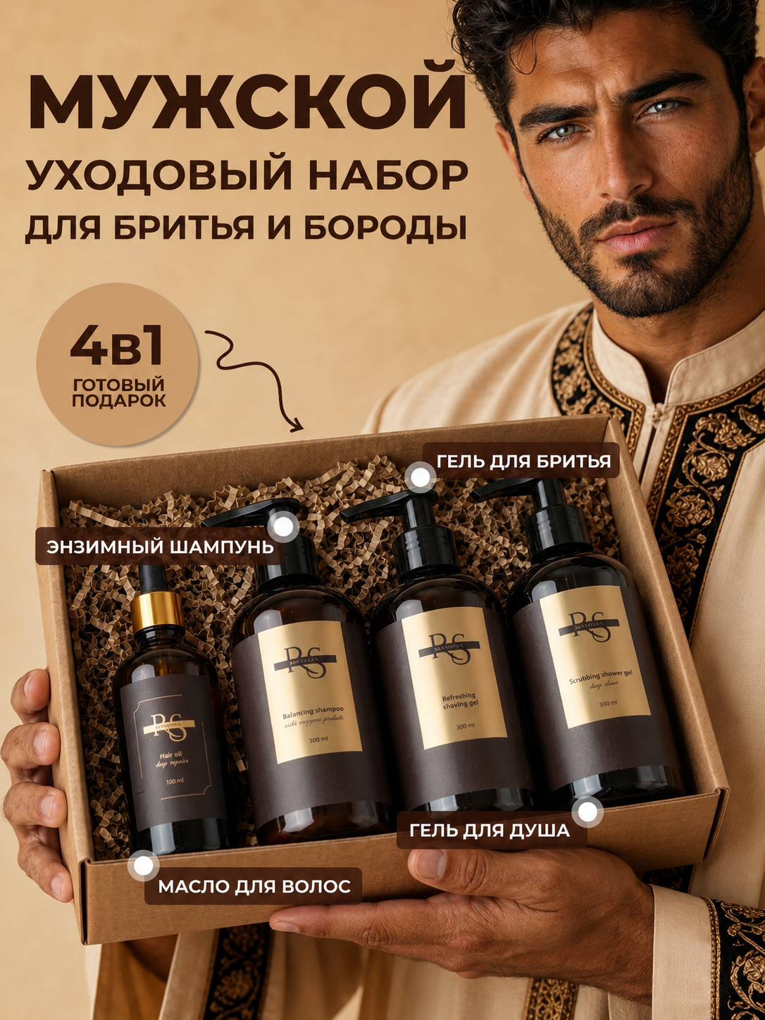 Подарочный набор для мужчин. спа набор для душа и бритья. Подарок папе, мужу