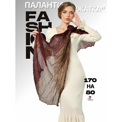 фото Шарф chale для женщин,170х80 см, универсальный, темно-бордовый