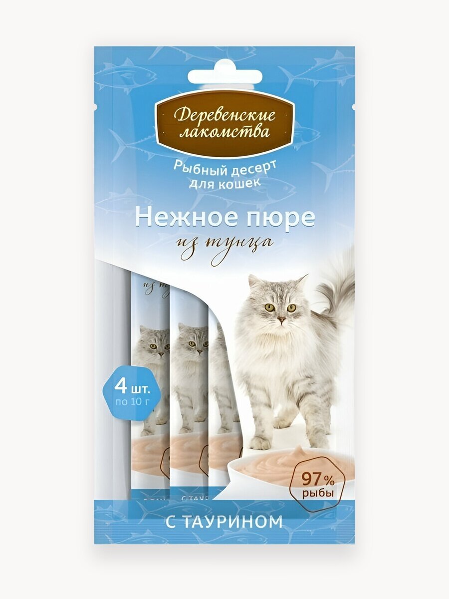 Лакомство Деревенские Лакомства "Пюре из тунца", для кошек, 10 гр, 4 шт