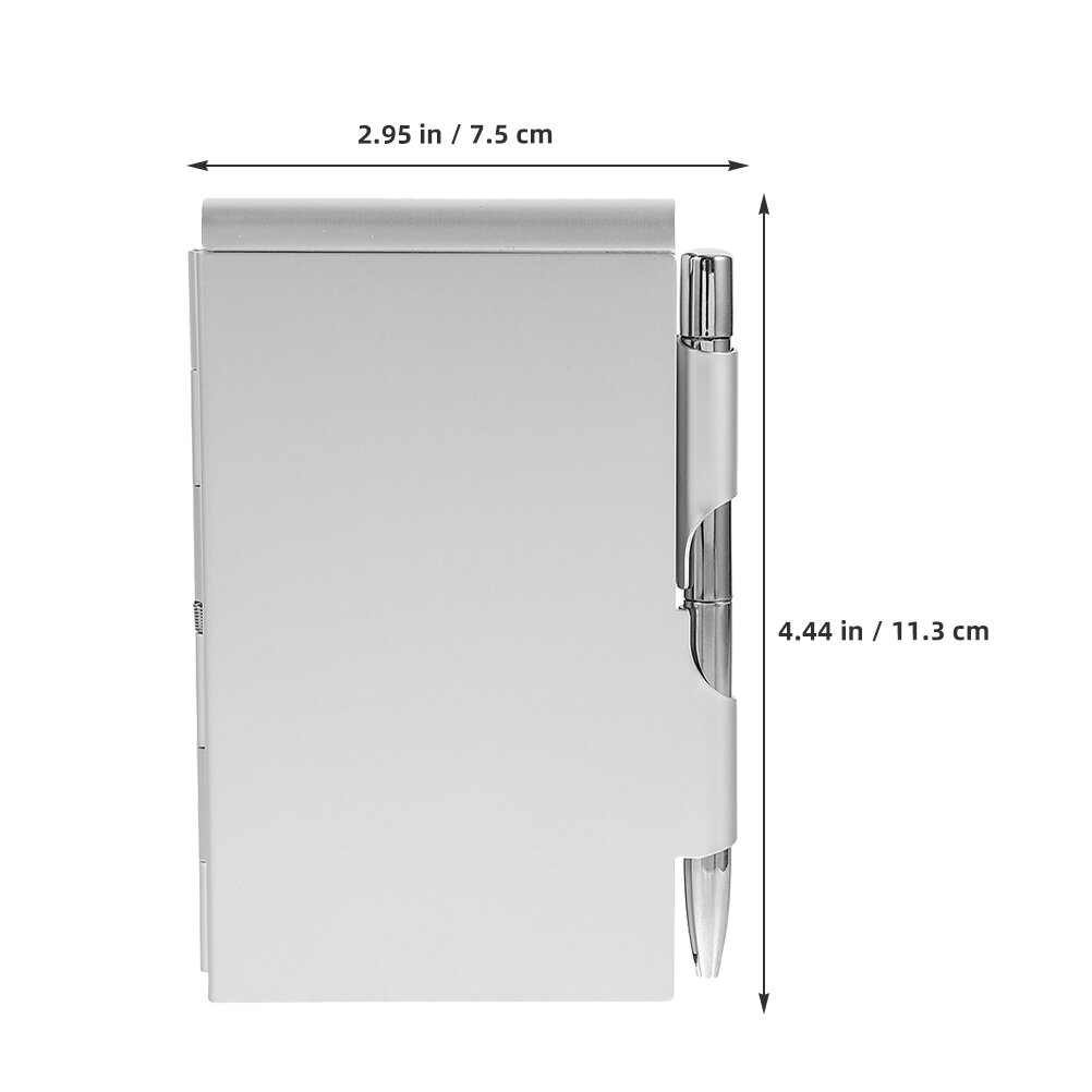 Мини Блокнот С Ручкой Из Алюминия 11.30X7.50X0.90Cm ДЛя Офиса И Путешествий С Заменяемыми Страницами