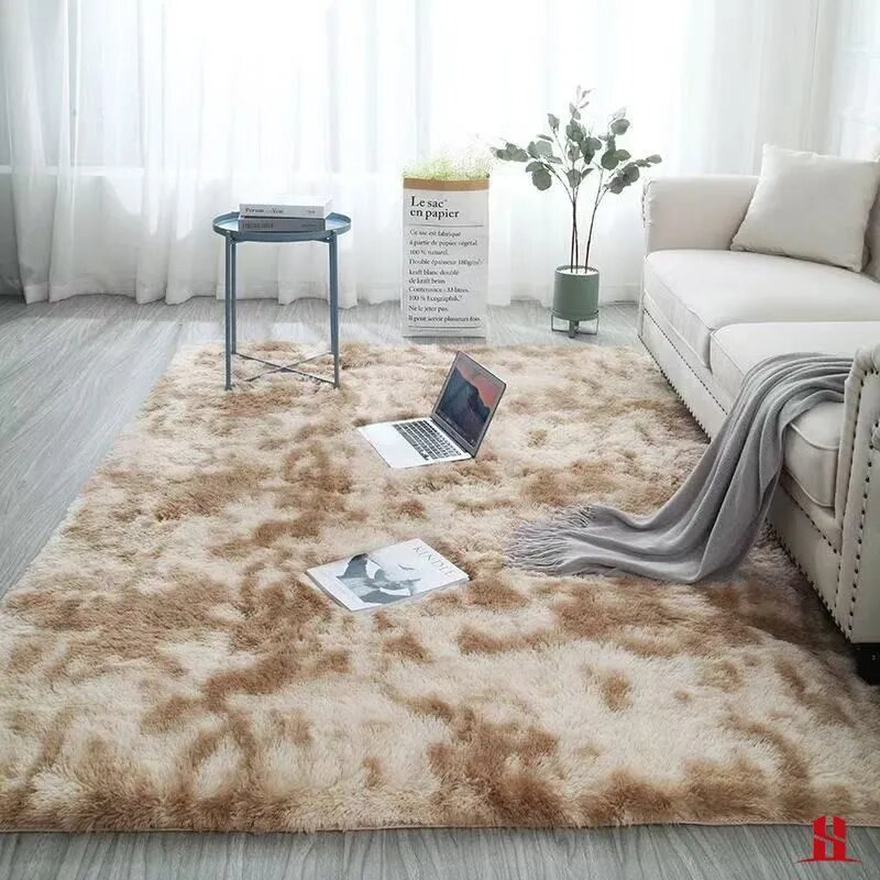 Ковер 160x230 см из искусственного велюра, светло-коричневый, прямоугольный — фото 1