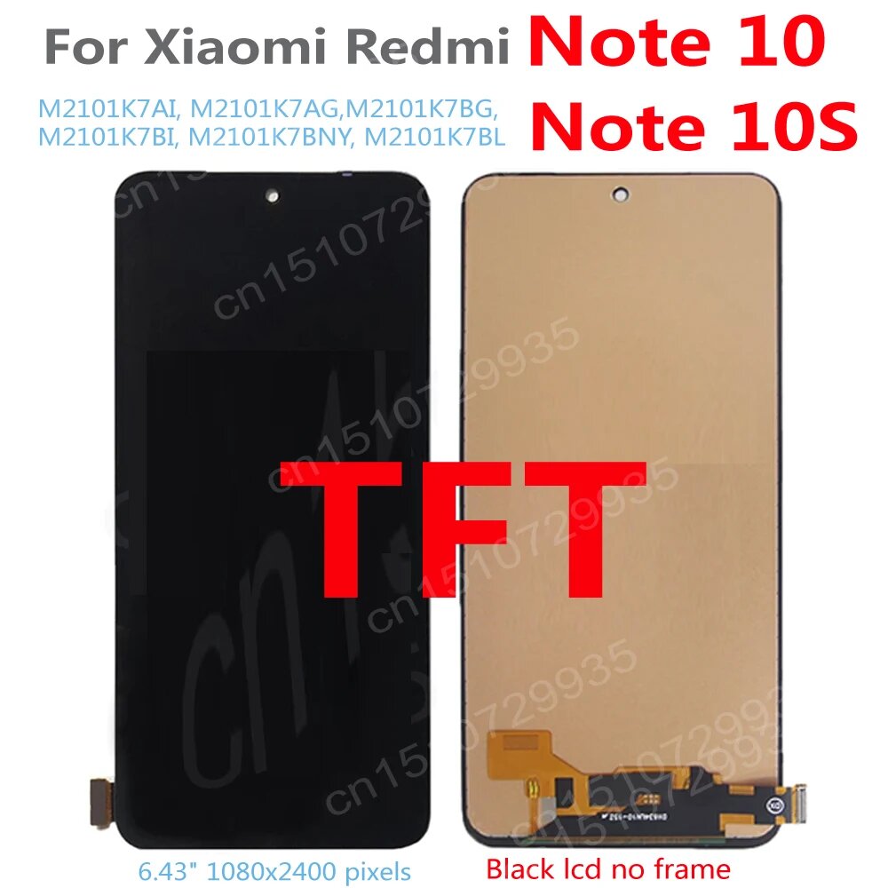 ЖК-дисплей Amoled / TFT для Xiaomi Redmi Note 10 Note10, сенсорный стеклянный дигитайзер в сборе с рамкой Note 10 S Note10S