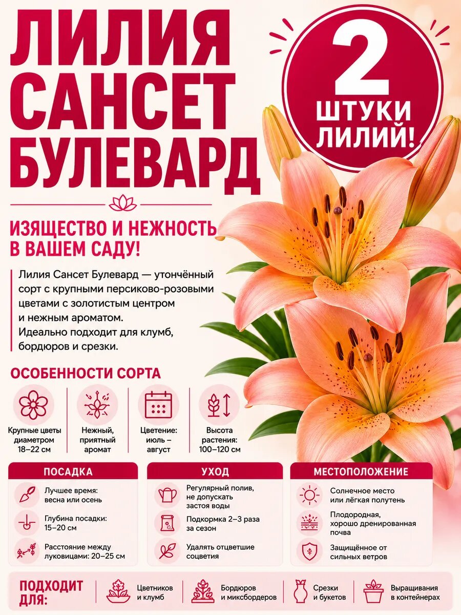 Луковицы лилий Сансет Булевард многолетние