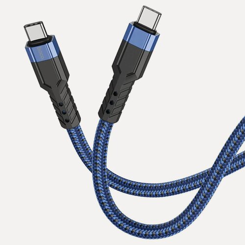 Изображение товара Кабель Type-C to Type-C Hoco U110, 60W, усиленный нейлон, 1.2 м, синий