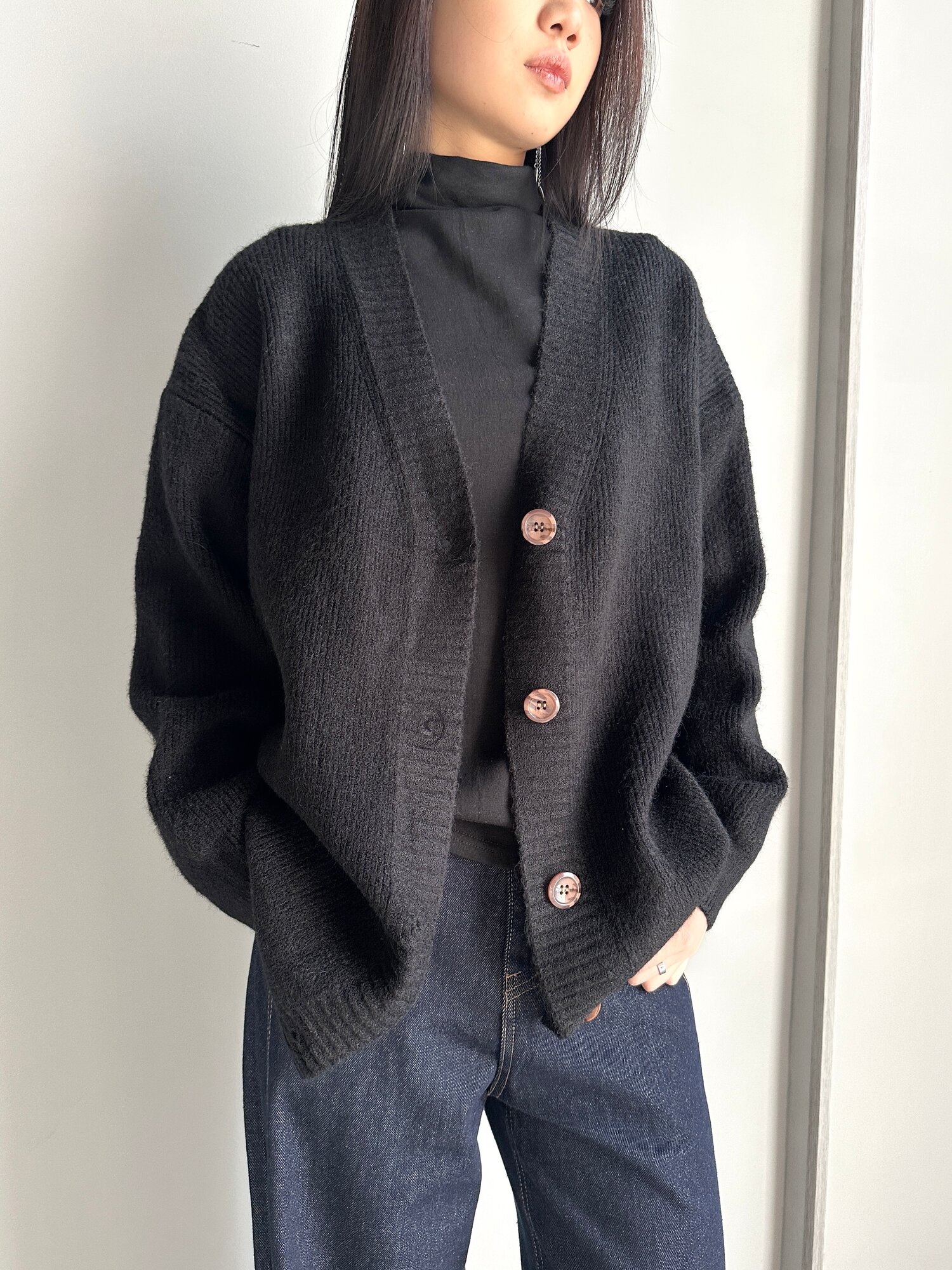 Кардиган INK Черный, молочный, бежевый, размер Std, черный — фото 1