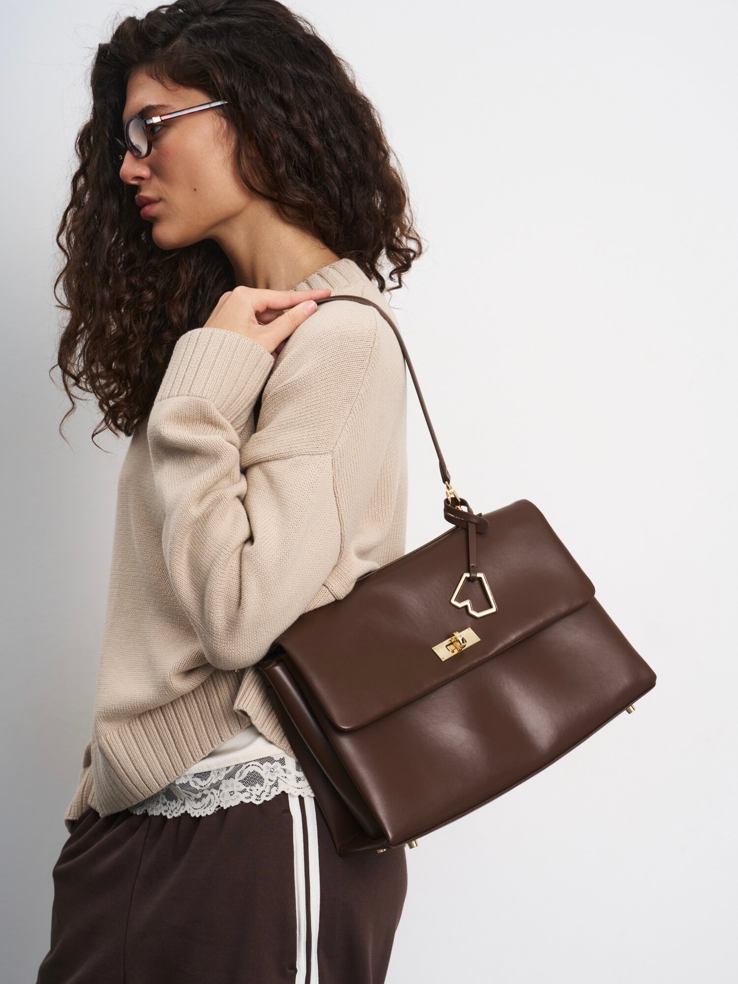 Сумка тоут LeVertige CRETE, фактура гладкая, коричневый — фото 1